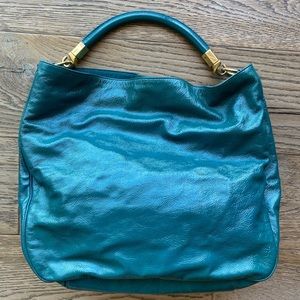 YSL Saint Laurent ROADY Hobo Bag Turquoise Texture Paten. Dustbag, papers.